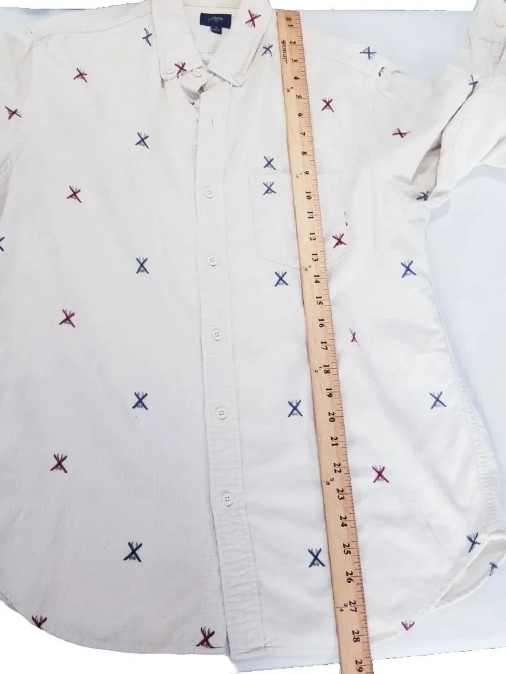 J. Crew Corduroy Shirt Mens M Medium Skiing Lodge Print Cotton Button Down H3560